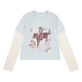 thumbnail image 1 of Levi Strauss Signature Girls Long Sleeve Two-fer Graphic Tee, Sizes 4-16, 1 of 4