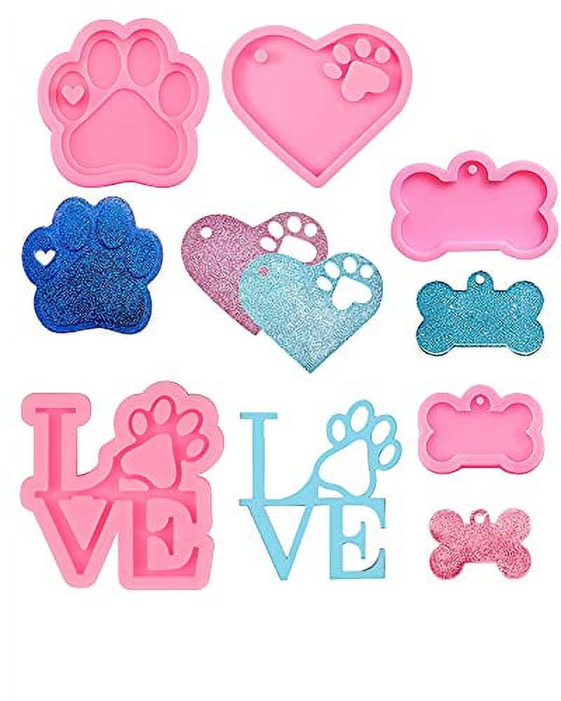 4 Pieces Heart Shape Resin Silicone Keychain Molds Easter Valentine's Day  Molds Love Keychain Gift Silicone Fondant Molds with 20 Pieces Key Rings  for