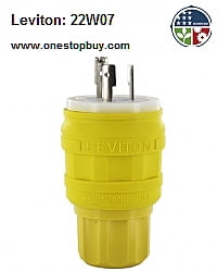 LEVITON Plug,347V,20A,L24-20P,2P,3W,1PH 22W07