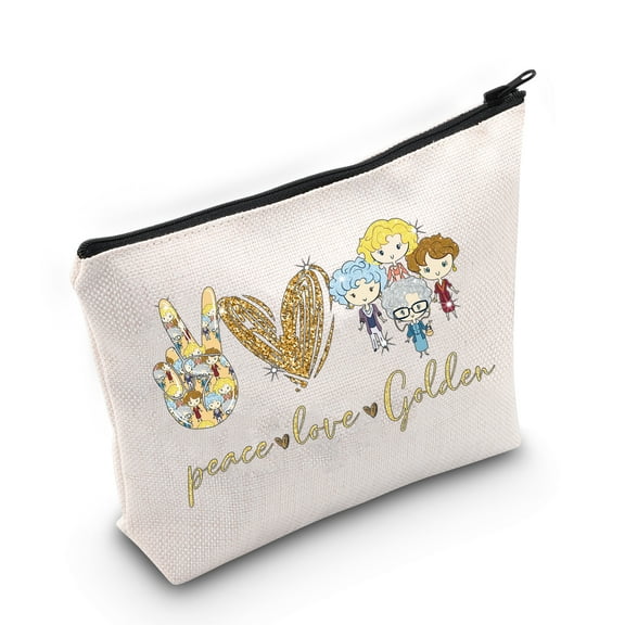LEVLO Funny Golden TV ShowCosmetic Bag Golden Girls Fans Gift Peace Love Golden Makeup Zipper Pouch Bag For Friend Family BFF