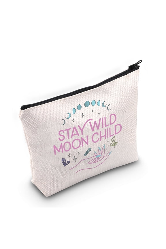 Moon Phase Cosmetic Bag Moon Witch Gift Stay Wild Moon Child Makeup Zipper Pouch Bag Tarot Cards Crystals Witchy Gift