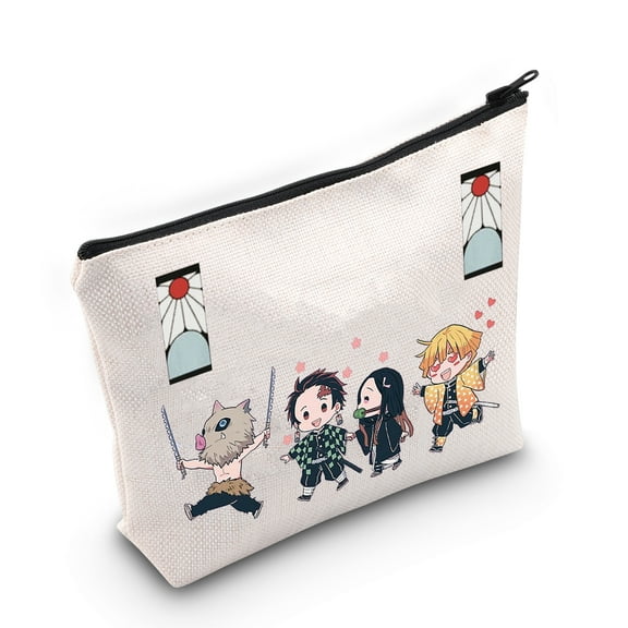 LEVLO Slayer Cosmetic Bag Tanjirou Anime Cosplay Gift Slayer Tanjiro Cartoon Make up Zipper Pouch Bag For Family Friend
