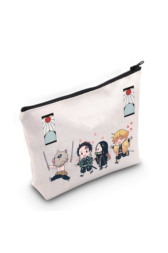 Slayer Cosmetic Bag Tanjirou Anime Cosplay Gift Slayer Tanjiro Cartoon Make up Zipper Pouch Bag For Family Friend