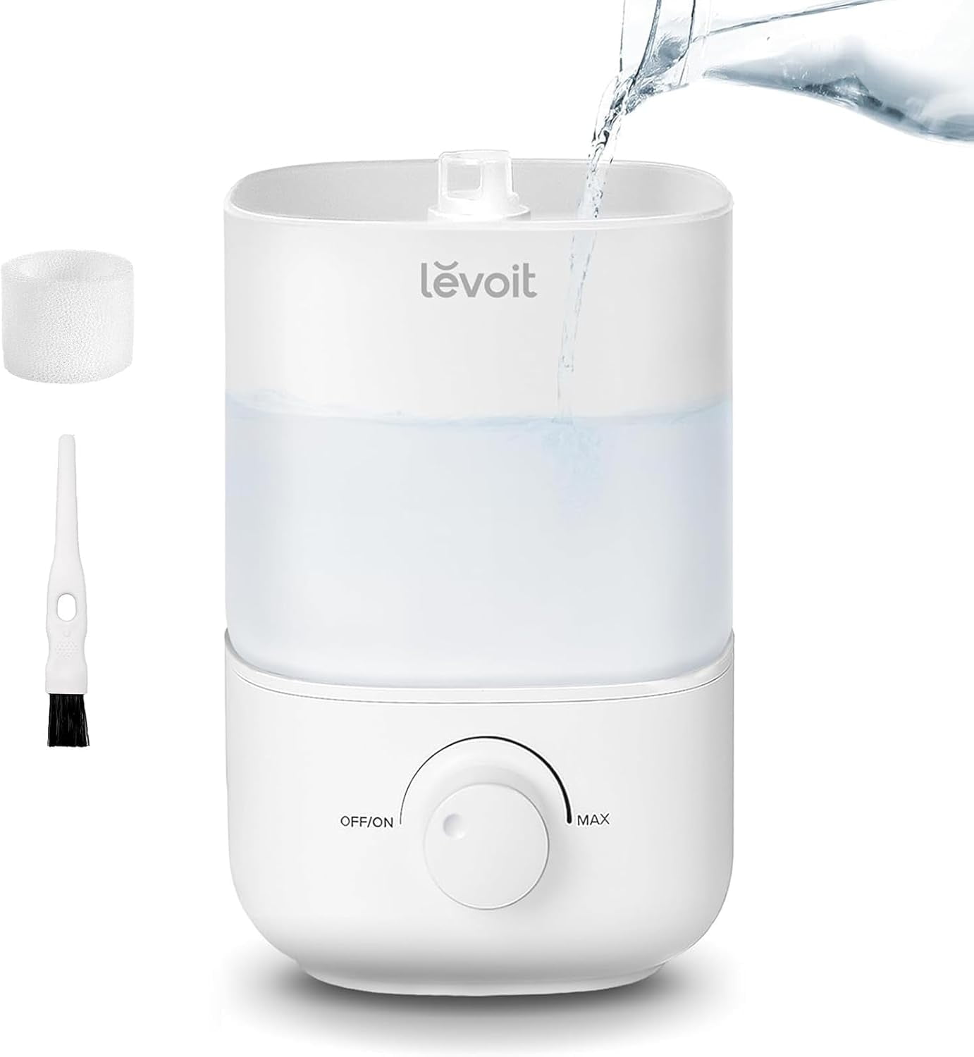 LEVOIT Bedroom Top Fill Humidifier, 2.5L Water Tank for Large Rooms, Easy to Fill and Clean, 28 dB Silent Cool Mist Air Humidifier for Home Baby Nursery and Plants