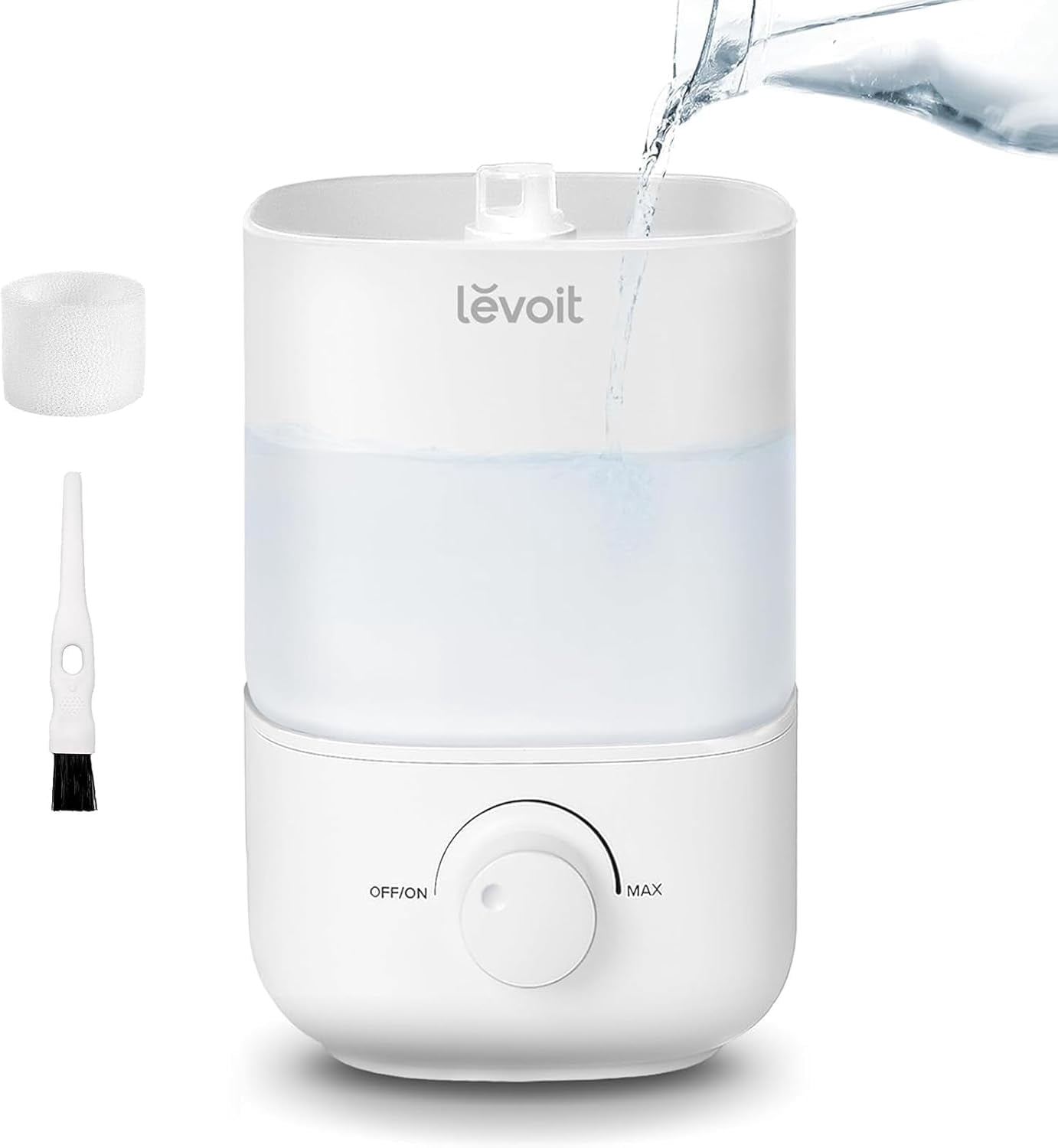 LEVOIT Bedroom Top Fill Humidifier, 2.5L Water Tank for Large Rooms, Easy to Fill and Clean, 28 dB Silent Cool Mist Air Humidifier for Home Baby Nursery and Pla