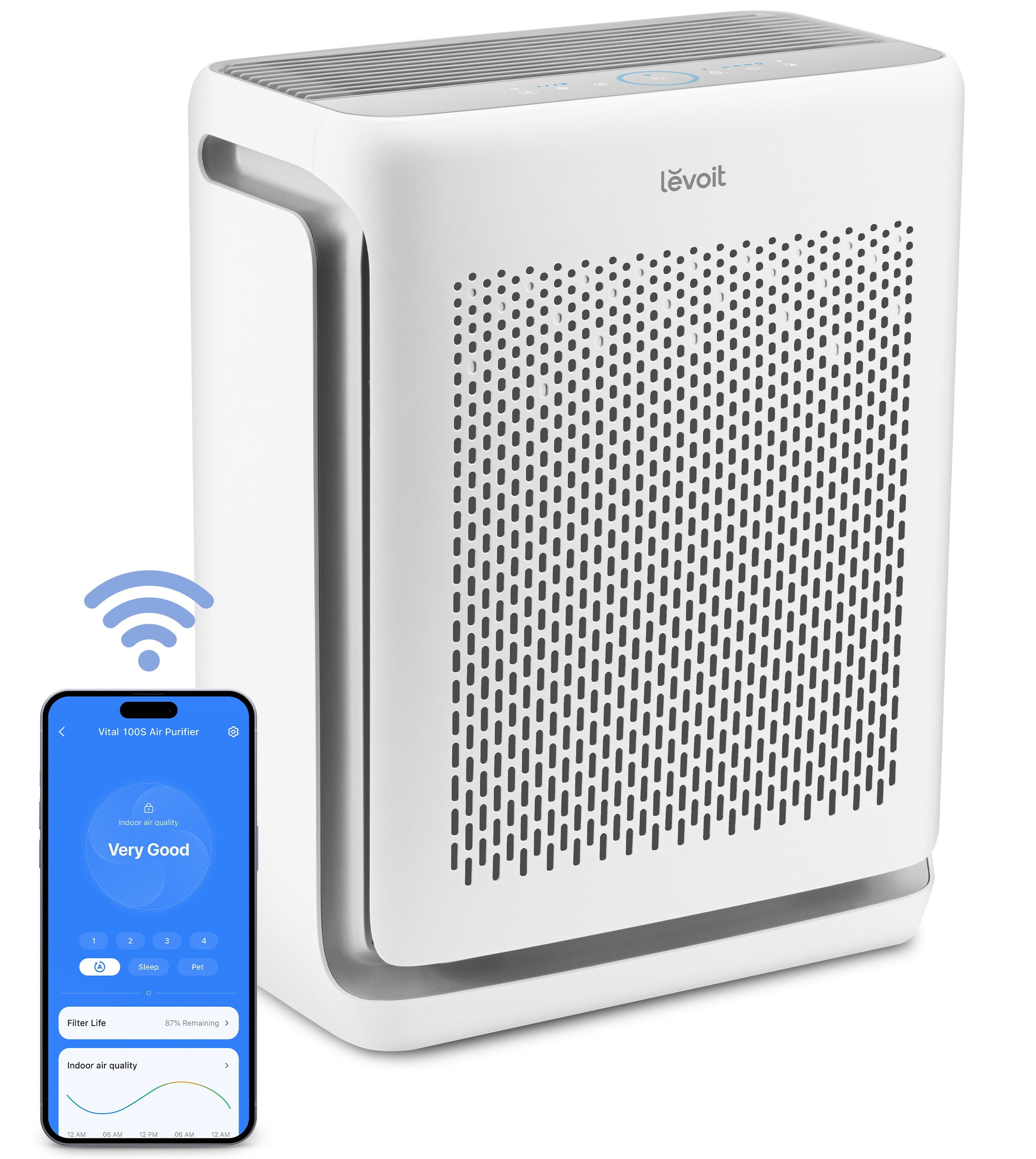 Levoit Vital 100S Smart Gray HEPA Air Purifier with Activated Carbon Filter