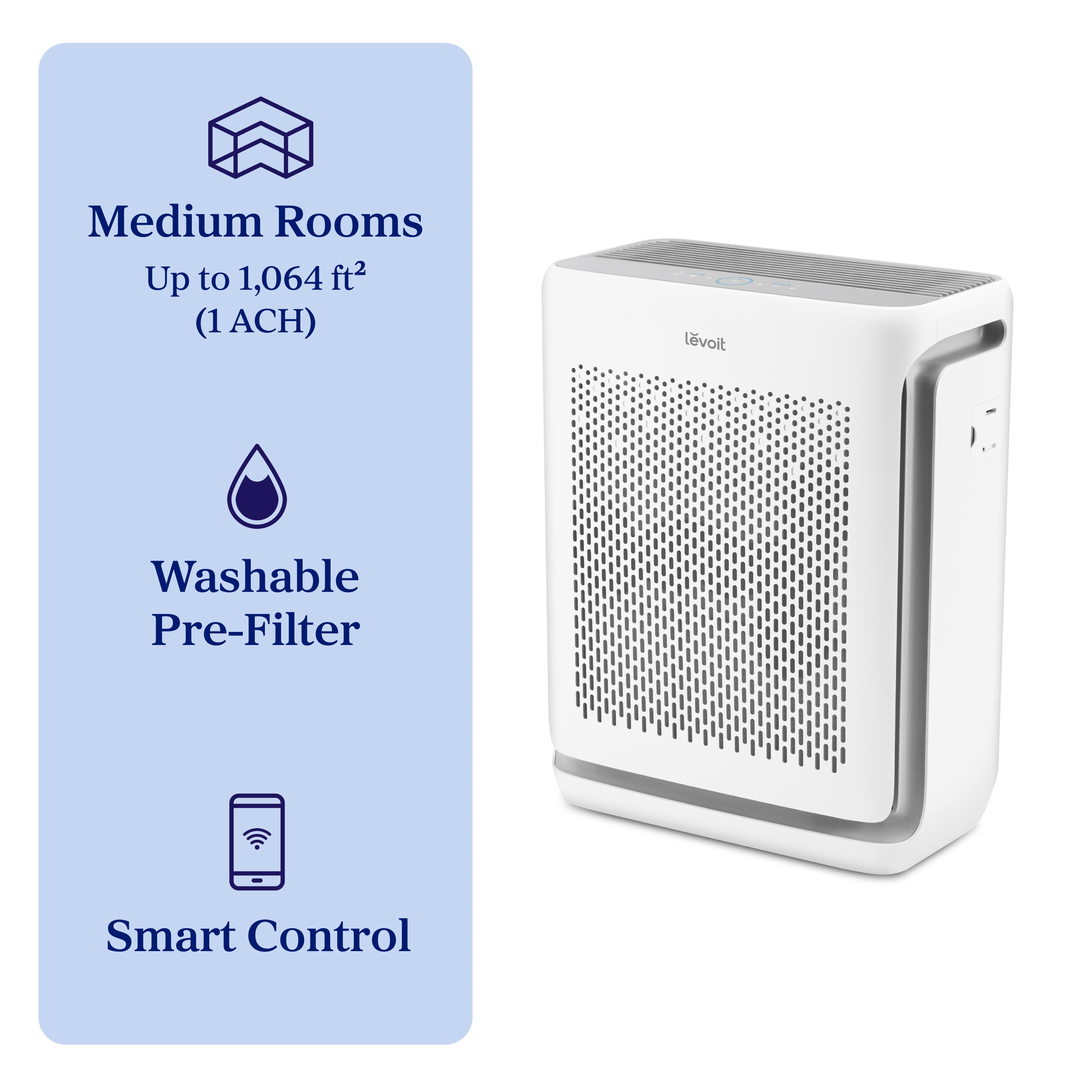 Levoit Vital 100S-P Smart Air Purifier for Medium Rooms, 3-Stage Filtration for Airborne Particles