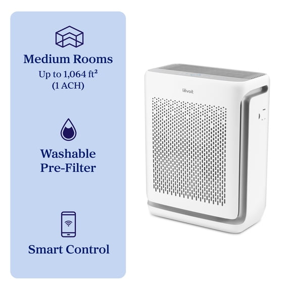 Levoit Vital 100S-P Smart Air Purifier for Medium Rooms, 3-Stage Filtration for Airborne Particles
