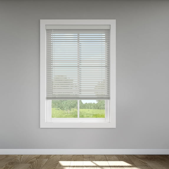 LEVOLOR Custom Classic Value 2" Cordless Faux Wood Blinds, Light Gray, 20 1/4" Width x 72" Length