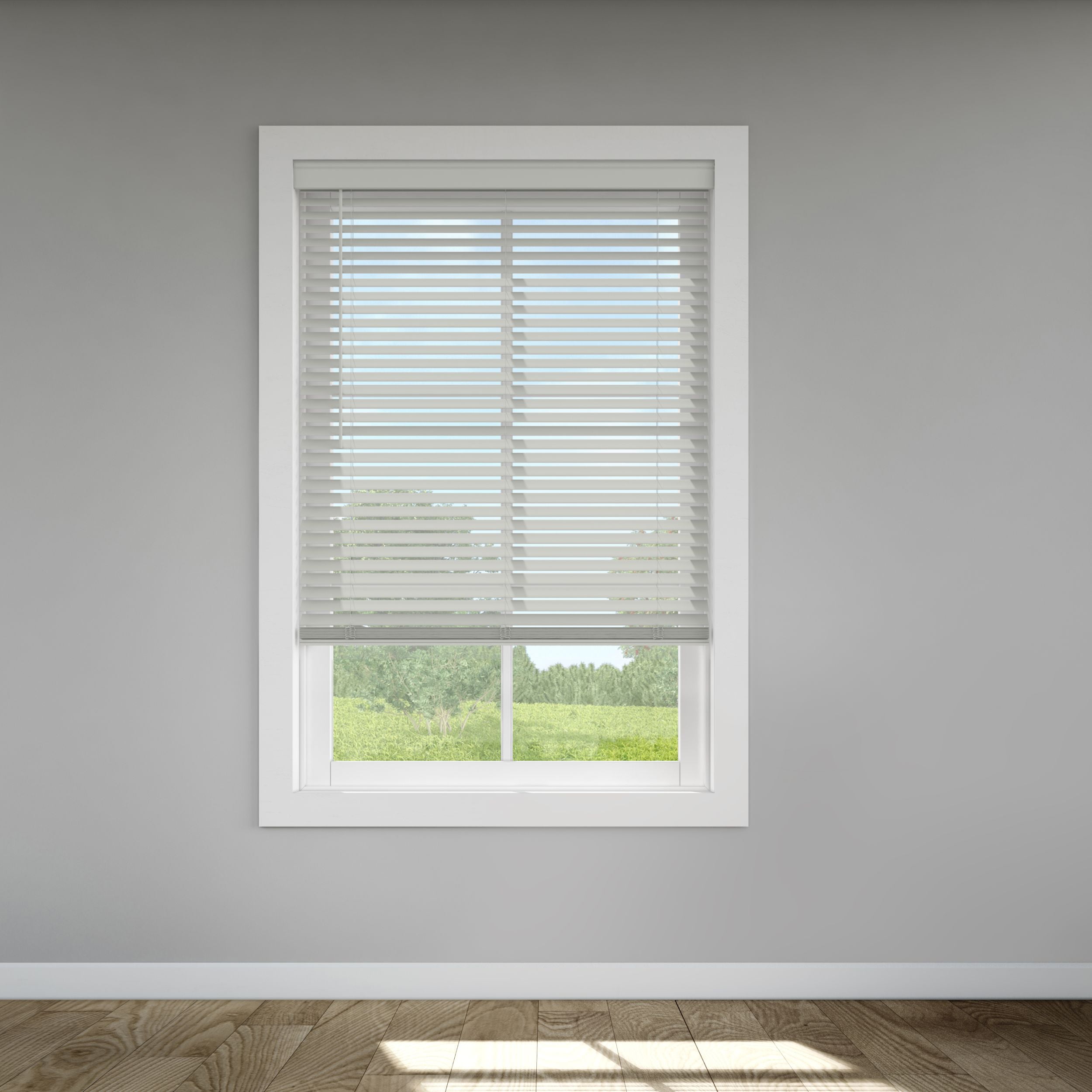 LEVOLOR Custom Classic Value 2" Cordless Faux Wood Blinds, Light Gray, 50 3/4" Width x 48" Length