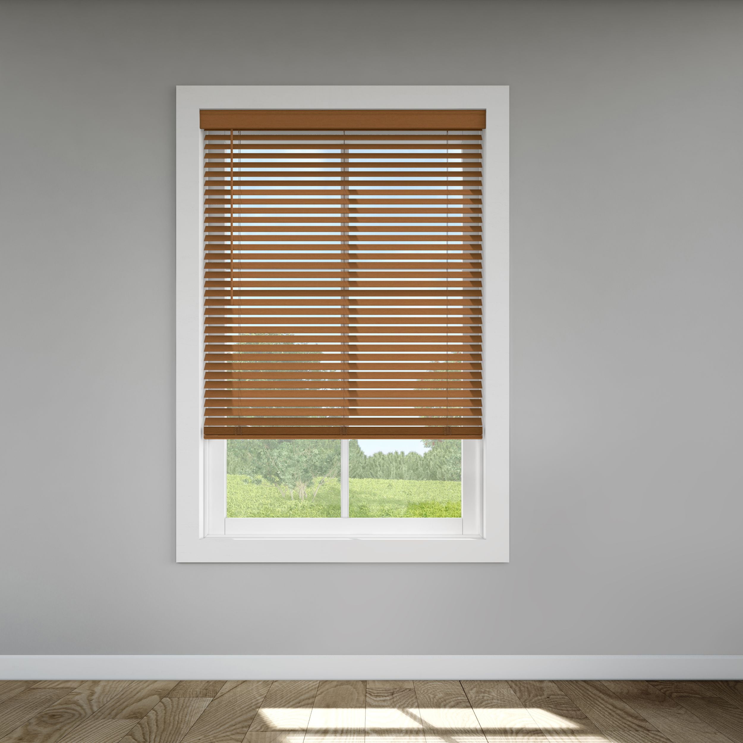LEVOLOR Custom Classic Value 2" Cordless Faux Wood Blinds, Pecan, 24 3/4" Width x 48" Length