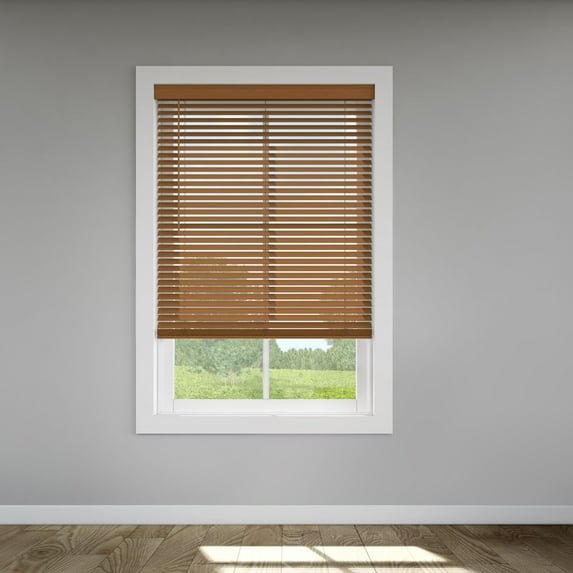 LEVOLOR Custom Classic Value 2" Cordless Faux Wood Blinds, Pecan, 42 1/4" Width x 72" Length
