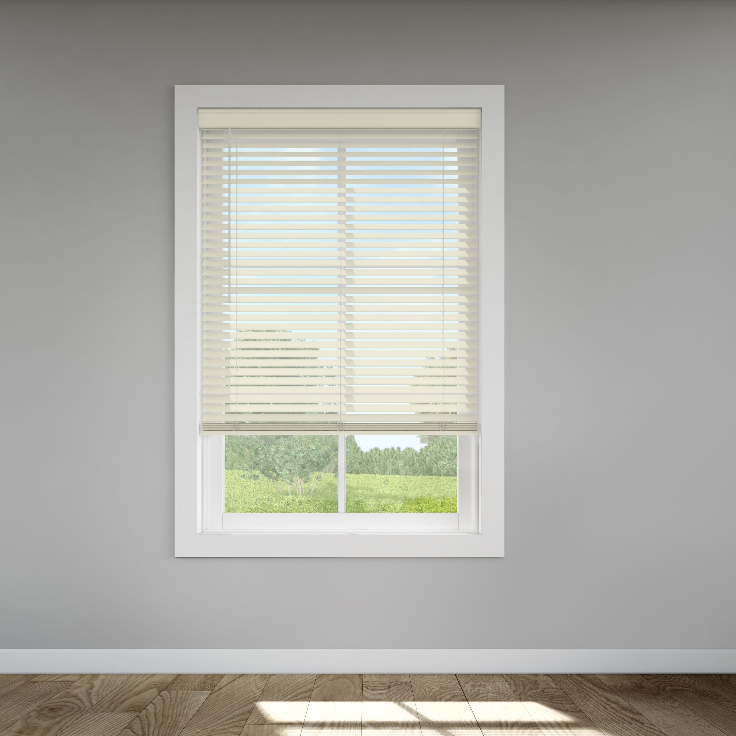 LEVOLOR Custom Classic Value 2" Cordless Faux Wood Blinds, Warm White, 54 1/2" Width x 48" Length