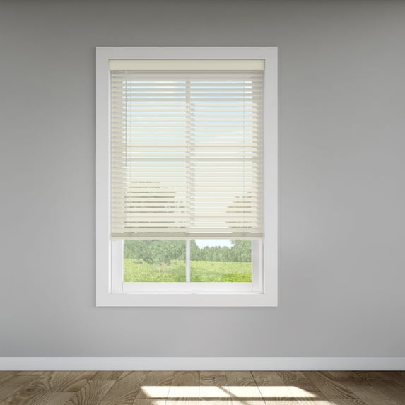 LEVOLOR Custom Classic Value 2" Cordless Faux Wood Blinds, Warm White, 68" Width x 72" Length