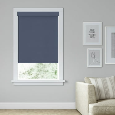 LEVOLOR Custom Expressions Collection, Cordless Room Darkening Roller Shade, Blue, 27" Width x 48" Length