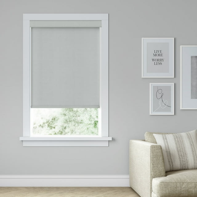 LEVOLOR Custom Expressions Collection, Cordless Room Darkening Roller Shade, Light Gray, 47 7/8" Width x 48" Length