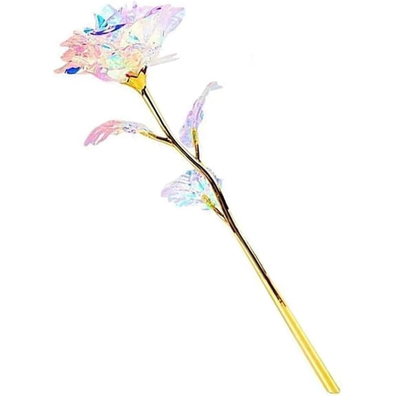 LEWEEN 1pcs 24K Colorful Artificial Flower Rose Rainbow Rose Gift Mother's Day Birthday Party Women Gifts Wedding Decorations (1pcs)