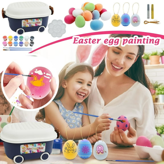LEWEEN 20 Pcs Paintable Easter Eggs Decorating Kit, DIY Flocking Arts And Crafts Set, Colorful Painting Eggs For Kids Easter Basket Stuffers