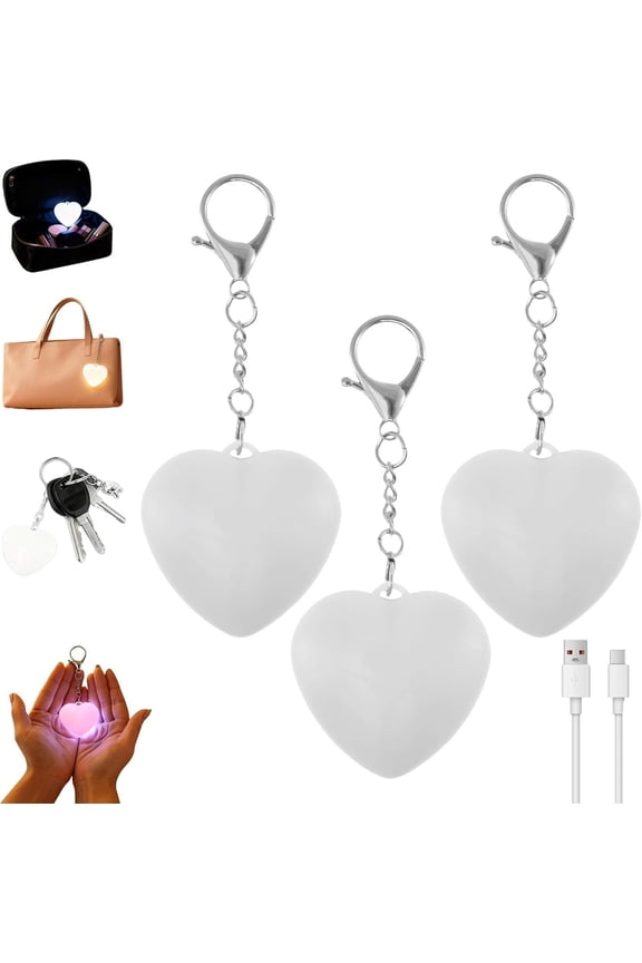 3Pack Purse Light Handbag Light, Valentines Day Gifts for Her, Love Wallet Tote Bag Touch Sensing Lights for Inside Purse, Heart Purses Lights Keychain, Rechargeable LED Automatic Glow Lamp