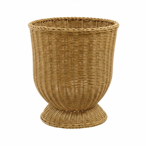 LEWEEN 9.8" Ginger Woven Urn-Style Planter with Decorative Scalloped Rim and Transparent Inner Lining