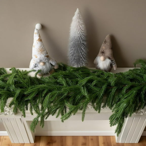 LEWEEN Artificial 6Ft Norfolk Pine Garlands, Christmas Winter Pine Garland, Real Touch Faux Green Greenery Garland for Table, Fireplace, Stairs, Mantle, Window, Indoor, Outdoor Christmas Decorations