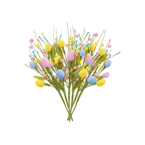 LEWEEN Artificial Easter Flower Colorful Egg Berries Decorations Spring Berry Picks With Carrot Berries Twig Branches Easter Basket Essentials