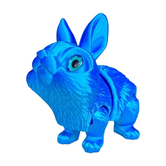 LEWEEN Blue 3D Printed Easter Bunny Movable Joint Toy, Stress-relieving Sensory Finger Toy Easter Gift, Desktop Decor Ornament For Home Party Kids