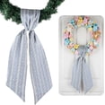 thumbnail image 1 of LEWEEN Blue Beige Jacquard Plaid Wreath Sash Front Door Decoration, 5.12" x 54.33" Blank Sash Spring Summer Modern Holiday Party Bow Ribbon Contemporary Home Decor Accessories, 1 of 4