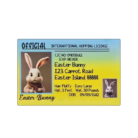 LEWEEN Easter Bunny ID Pass Plastic Fun Gift, 3.3 Inch Festival Blessing Card, for Easter Decorations Student Classroom Exchange Children's Novelty Cards