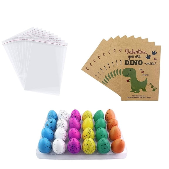 LEWEEN Easter Dinosaur Egg Hatching Greeting Card Set 24pcs Toys Easter Gifts Classroom Party Supplies Easter Basket Stuffers