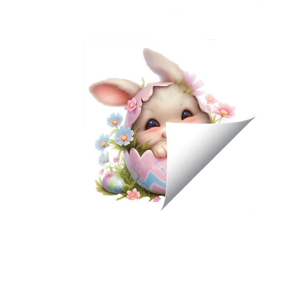LEWEEN Easter Eggshell Rabbit Flower Decoration Stickers, Living Room Background Wall Bathroom Toilet Cover Stickers for Spring Holiday Decorations