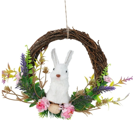 LEWEEN Easter Straw Bunny Desktop Decoration, Natural Material Festive Atmosphere Home Party Decor, Spring Easter Gift for Family