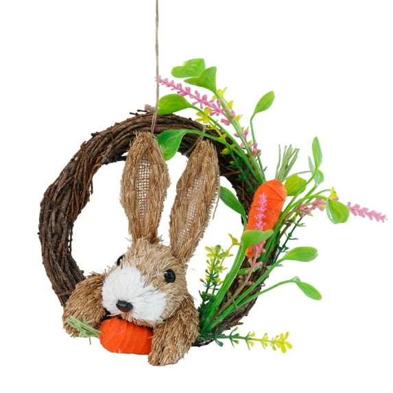 LEWEEN Easter Straw Bunny Desktop Decoration, Natural Material Festive Atmosphere Home Party Decor, Spring Easter Gift for Family