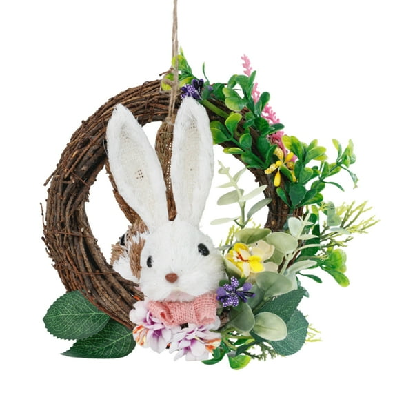 LEWEEN Easter Straw Bunny Desktop Decoration, Natural Material Festive Atmosphere Home Party Decor, Spring Easter Gift for Family