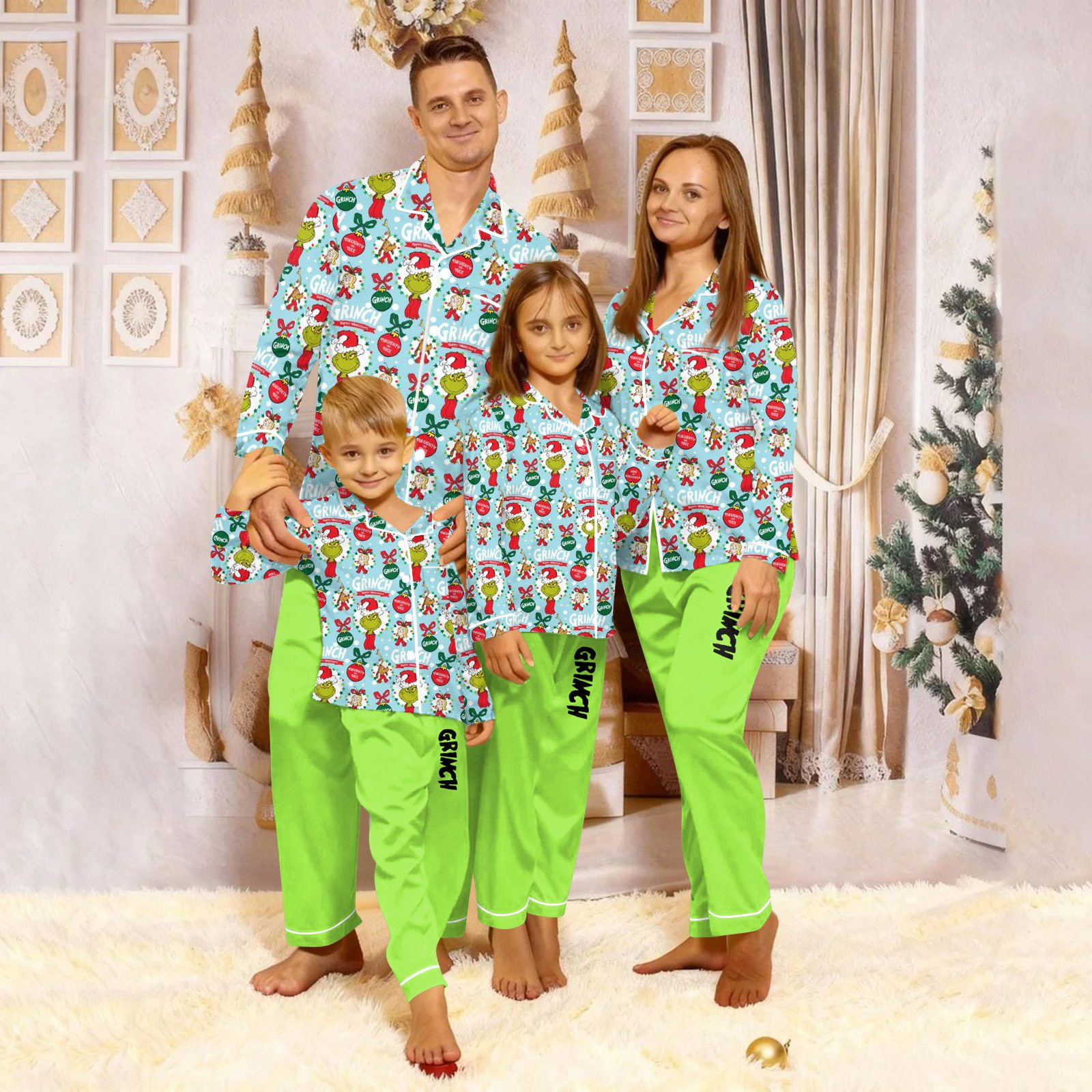 LEWEEN Family Christmas Pajamas Matching Sets Xmas Family Photo Outfits ...