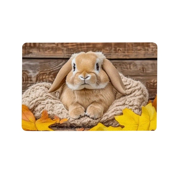 LEWEEN Happy Easter Doormat Non Slip Welcome Mat Natural Rabbits Pattern Decorative Rug For Indoor Outdoor Farmhouse Entrance Porch Home Easter Day Party Decor Easter Decorations Easter Eggs