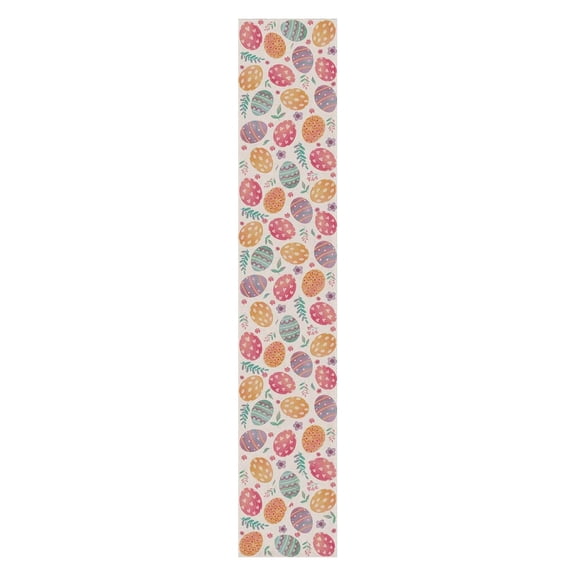 LEWEEN Happy Easter Table Runner with Spring Egg Designs, 13x72 Inch Home Dining Room Kitchen Decor, Durable Polyester Semi-Matte Table Decoration