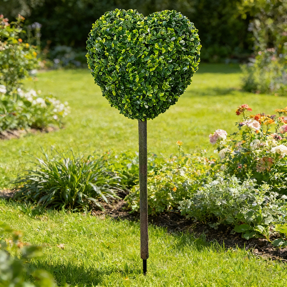 LEWEEN Heart-Shaped Boxwood Topiary - 3.6 ft Artificial Valentine's Day Tree with Ground Spike, Perfect for Indoor and Outdoor Home Porch Decor