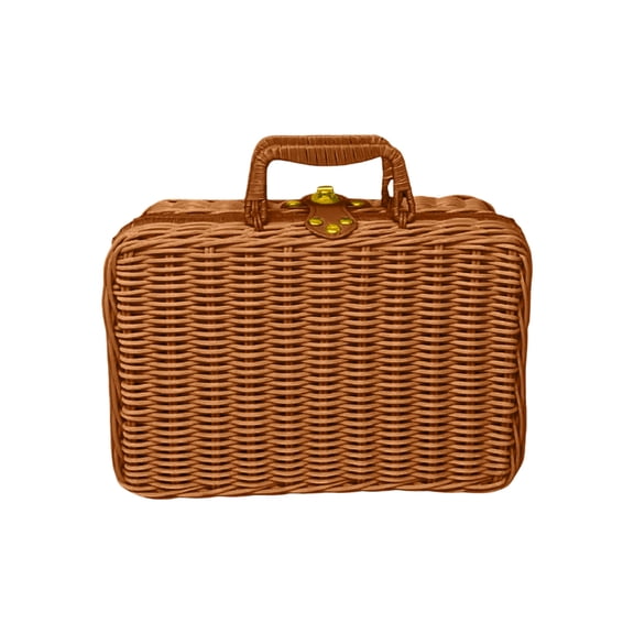 LEWEEN Plastic Rattan Suitcase, Suitable For Picnics Easter Organizing Outdoor Parties Travel Camping, Compact With Handle Lid, Nice Easter Basket Home Decor Gifts For Kids