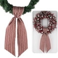 thumbnail image 1 of LEWEEN Red Beige Jacquard Plaid Wreath Sash Front Door Decoration, 5.12" x 54.33" Blank Sash Christmas Fall Holiday Party Bow Ribbon Farmhouse Home Decor Accessories, 1 of 4