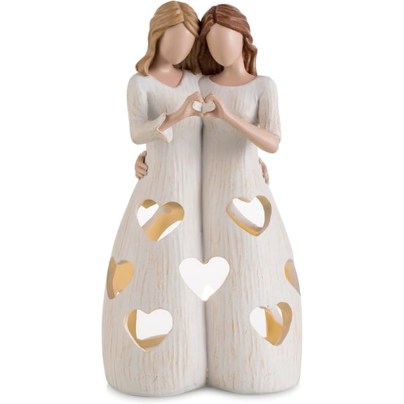 LEWEEN Unique Sister Birthday Gifts for Women, Meaningful Candle Holder Figurine, Thoughtful Home Decor for Best Friends