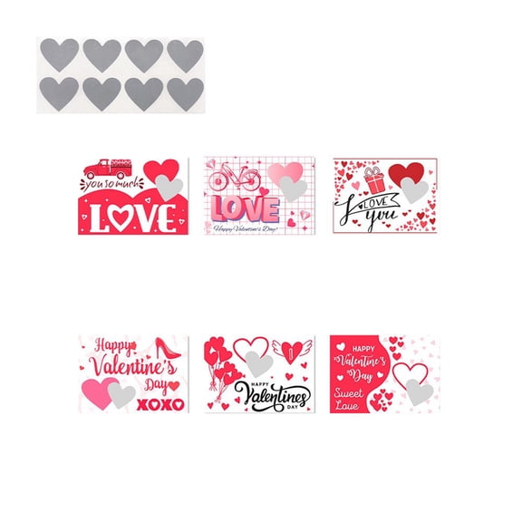 LEWEEN Valentine's Day Wedding Decorations Surprise Scratch Cards DIY Games Party Supplies 6 Pack 4.2x2.99 Inches Fun Lottery Tickets for Holiday Events Gatherings Celebrations
