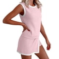 thumbnail image 1 of LEWKW 2 Piece Shorts Sets for Women Sleeveless Ribbed Tank Top & Split Hem Shorts Summer Lounge Wear Contrast Trim Yoga Gym Matching Outfits, 1 of 8