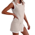 thumbnail image 1 of LEWKW 2 Piece Shorts Sets for Women Sleeveless Ribbed Tank Top & Split Hem Shorts Summer Lounge Wear Contrast Trim Yoga Gym Matching Outfits, 1 of 8