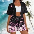 thumbnail image 1 of LEWKW 3 Piece Vacation Outfits for Women Flower Print Kimono Cardigan & Shorts Sets Summer Beach Lounge Wear Boho Floral Matching Cover up Suits, 1 of 6