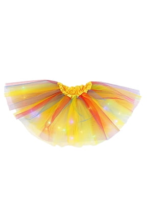 Led Light Up Tutu Skirt for Girls Glowing Rainbow Tulle Mesh Dance Costume Birthday Party Performance Holiday Apparel Twirly Style