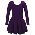 thumbnail image 1 of LEWKW Long Sleeve Dance Dress for Girls Stretchy Skater Skirt Basic Ballet Leotard Style for Spring Gymnastics Class Activewear, 1 of 4