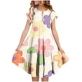 thumbnail image 1 of LEWKW Toddler Girl's Swing Dress Large Flower Print Ruffle Sleeve Soft Casual A-Line Sundress for Spring Holiday Garden Party and Easter, 1 of 5