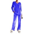 thumbnail image 1 of LEWKW Winter Pajamas for Women 2 Piece Velvet Sets Long Sleeve V Neck Top & Pants Sleepwear Warm Fleece Velour Lounge Wear Soft Matching Outfits, 1 of 8