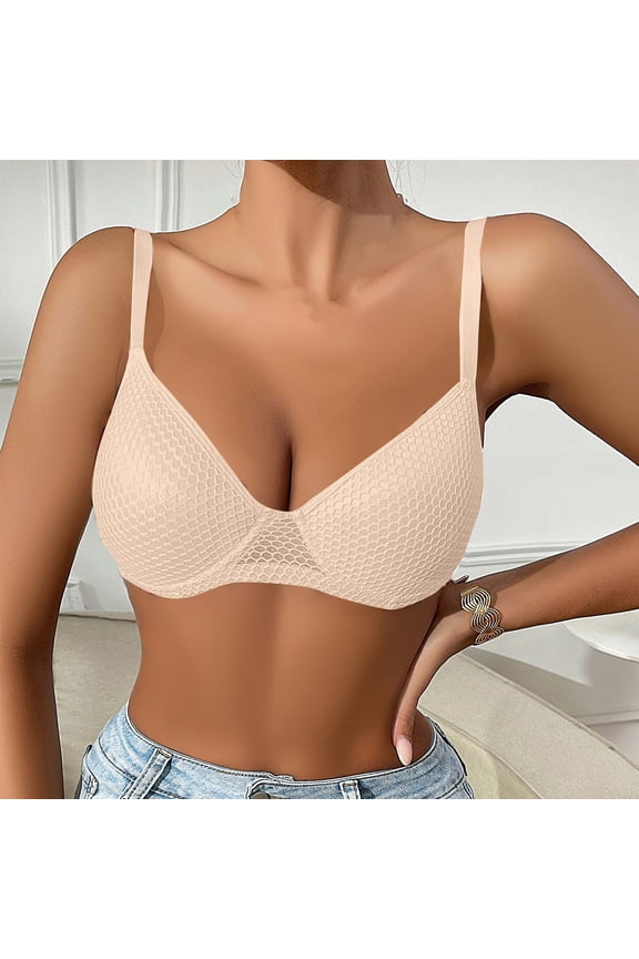 Wireless Bra for Women Breathable Mesh Texture T Shirt Bra Soft Comfort Support Everyday Sleep Back Smoothing Seamless Coverage Wire Free